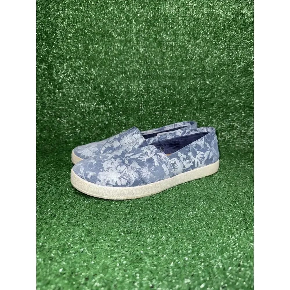 TOMS Womens Avalon Blue Floral Slip On Shoe Casual Comfy Low Top Sneakers Size 7